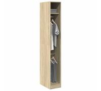 Teenpull Armario de madera de roble Sonoma, 30 x 50 x 200 cm, moderno, compacto, con barra para colgar y espacio de almacenamiento para dormitorio, habitación juvenil y vestidor, ahorra espacio
