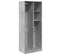 Teenpull Armario de madera gris hormigón 80 x 50 x 200 cm con barra para colgar y estantes, armario para dormitorio, habitación juvenil, ahorra espacio, moderno