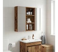 Teenpull Armario de pared de madera antigua de 30 x 16 x 62,5 cm con 2 estantes montados en la pared para ahorrar espacio para muebles de baño, armario de lavabo, espacio de almacenamiento y orden en