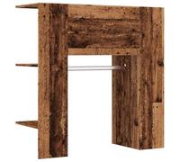 Teenpull Armario de pasillo con aspecto de madera antigua, 97,5 x 37 x 99 cm, con estantes, barra para colgar ropa, compacto, ahorro de espacio, armario, salón, dormitorio