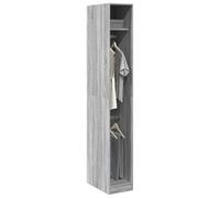Teenpull Armario gris Sonoma de madera 30 x 50 x 200 cm, armario compacto con espacio de almacenamiento, barra para colgar, estantes, ahorra espacio para dormitorio, habitación juvenil, vestidor