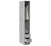 Teenpull Armario gris Sonoma de madera, 30 x 50 x 200 cm, armario de pasillo con cajones y espacio de almacenamiento, compacto, moderno, ahorra espacio, para dormitorio, habitación juvenil, habitación