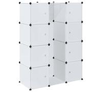 Teenpull Armario modular con 9 compartimentos, 109 x 36,5 x 143 cm, plástico blanco, espacio de almacenamiento y barra para colgar ropa, ahorra espacio para dormitorio, habitación infantil, habitación