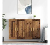 Teenpull Armario montado en la pared, 2 unidades, madera recuperada, 69,5 x 34 x 90 cm, con 4 puertas, espacio de almacenamiento para salón, oficina, pasillo, diseño moderno para orden y