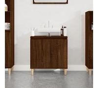 Teenpull Armario para debajo del lavabo marrón efecto roble 58 x 33 x 60 cm, armario de baño con patas de madera maciza, espacio para baño, resistente a la humedad