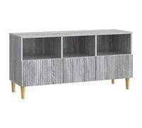 Teenpull Armario para TV Sonoma gris de madera 102 x 34,5 x 50 cm con 3 cajones, versátil tablero de medios bajo para salón, espacio de almacenamiento y almacenamiento, adecuado para TV y cine en casa