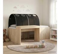 Teenpull Artisan Oak and Black Bed Frame with Tunnel 3 Pieces, Bed Base with slats, Platform Structure, Storage Under Bed, Integrated Desk, Indoor Bedroom Furniture for 2 Users