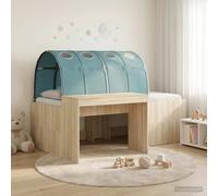 Teenpull Artisan Oak and Light Blue Bed Tunnel Set with Engineered Wood Frame, Slatted Mattress Support, Integrated Desk, Underbed Storage, Indoor Use, Easy Assembly for 2 People