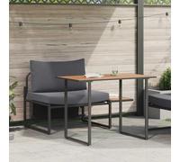 Teenpull Asientos de Acero para Exteriores 2 pcs en Color Antracita con Estructura Resistente, Ideal para terraza, jardín, Patio o balcón, Incluye Mesa con Superficie de Madera Maciza de Acacia para