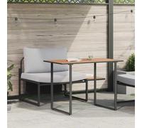 Teenpull Asientos de Acero para Exteriores 2 pcs Gris Claro, Conjunto jardín con Mesa de Madera Acacia, Muebles Patio terraza Resistentes para balcón, reunión y Ocio al Aire Libre