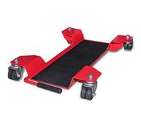 Teenpull Ayuda de maniobra de moto de acero rojo con superficie lacada 60 x 41,5 x 8 cm, capacidad de carga de 100 kg, 4 ruedas giratorias, freno integrado para garaje, taller y cuidado de