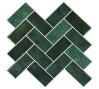 Teenpull Azulejos de espina de pescado verde oscuro, 20 unidades, 30 x 30 cm, autoadhesivos, de poliuretano PET con adhesivo fuerte, diseño recortable para cocina, baño, pared decoración y diseño