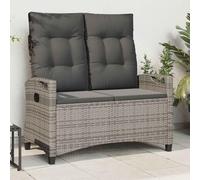 Teenpull Banco de jardín con cojín, gris oscuro, 105 x 60 x 112 cm, acero y poliéster, respaldo ajustable para terraza, balcón, exterior, cómodo banco con reposabrazos y funda impermeable