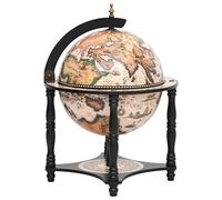 Teenpull Bar globo terráqueo negro de madera maciza de eucalipto 42 x 42 x 57 cm con espacio para botellas y vasos, bar compacto para salón, comedor y oficina con diseño vintage