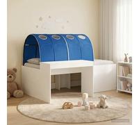 Teenpull Bed Frame with Tunnel Set of 3, Artisan Oak and Blue, Wood Composite Structure, Integrated Desk, Under Bed Storage, Indoor Use, 203 x 133.5 x 75 cm, for 2 People
