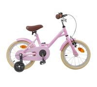 Teenpull Bicicleta infantil de 14 pulgadas, color rosa claro, de acero, para 3 - 5 años, con freno, guardabarros, timbre y reflectores, ideal para ocio, excursiones y ciclismo seguro en carretera