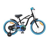 Teenpull Bicicleta infantil de 16 pulgadas, color negro, con marco de acero y guardabarros para 4-6 años, una marcha, freno de llanta, timbre, soporte, reflectores, estable para el ocio y excursiones