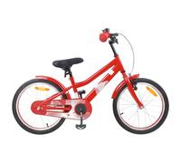 Teenpull Bicicleta infantil de 18 pulgadas, color rojo, para 5-7 años, con marco de acero, guardabarros, timbre, reflectores y soporte, adecuada para terreno, carretera, ocio y aventuras al aire libre