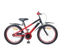 Teenpull Bicicleta infantil de 22 pulgadas, acero rojo y negro, para 7 - 12 años, 1 marcha, con guardabarros, timbre, soporte y reflectores, adecuada para ocio, excursiones, ciudad y terreno