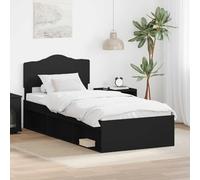 Teenpull Black 100 x 200 cm Wooden Bed Frame, Solid Pine headboard, slatted Base, Single Size for Bedroom, Guest Room, and Home Use, Durable Structure, Easy Care, Modern Design