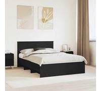 Teenpull Black 140 x 200 cm Engineered Wood Bed Frame with Integrated headboard, Modern Platform Bed for Bedroom, Indoor Use, Durable Support, Easy Clean, 200 kg Capacity