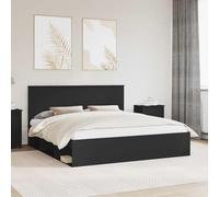 Teenpull Black 180 x 200 cm Pine Wood Bed Frame, Wooden Slat Base, headboard, Durable Sleep Platform for Bedroom, Home, Adult Use, Easy Assembly, Modern Minimalist Style