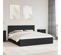 Teenpull Black 200 x 200 cm Bed Frame Engineered Wood, slatted Base, Storage Drawers, headboard, Interior Bedroom Platform Support, Modern Minimalist Design, 200 kg Load for restful Sleep