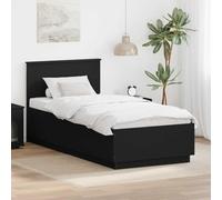 Teenpull Black 90 x 200 cm Engineered Wood Bed Frame with Wall Mounted Adjustable headboard, Platform Base for Bedroom, Space Saving Support, Indoor Use, 100 kg Load, Modern Minimal Design