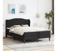 Teenpull Black Bed Frame 140 x 190 cm Synthetic Leather upholstered Platform Bed with Padded headboard, Plywood Structure, Under Bed Storage, Easy Assembly for Bedroom Rest and Support