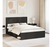 Teenpull Black Bed Frame with headboard and Storage, Wood Construction, slatted Base, 120 x 190 cm Mattress fit, Indoor Bedroom Use, Space Saving Design for Adult and Guest Rooms