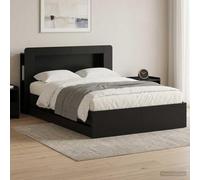 Teenpull Black Bed Frame with Storage, 150 x 200 cm Engineered Wood Platform Bed with headboard, Drawer Storage, Fixed Slat Support for Bedroom Space Saving, Modern Indoor Use