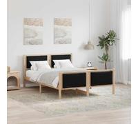 Teenpull Black Bed Frame with upholstered headboard 160 x 200 cm, Pine Wood Platform Base, slatted Support, Under Bed Storage, Indoor Use for Bedroom and restful Sleep