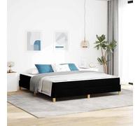 Teenpull Black Box Spring Bed Frame with Mattress, Fabric upholstered Super King 180 x 200 cm, Wooden Structure, slatted Support, Modern Bedroom Comfort for Two, Durable Sleep Foundation