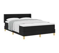 Teenpull Black Box Spring Bed with headboard, 190 x 140 cm Fabric, Bed Base with slats, Adjustable headboard, Wooden Frame, Bedroom Support for Adults and Guests