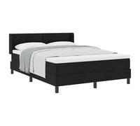 Teenpull Black Box Spring Bed with headboard, 190 x 140 cm Fabric, upholstered Frame, Medium Mattress, Adjustable 2 Height headboard, Pine Wood, Indoor Bedroom Comfort and Support