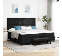 Teenpull Black Box Spring Bed with headboard, upholstered Frame, 200 x 200 cm Mattress Size, Adjustable 2 Level headboard, Wooden Structure, Interior Bedroom Comfort and Stable Support