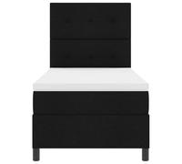 Teenpull Black Box Spring Bed with LED Strips, 90 x 200 cm Fabric, upholstered headboard, Adjustable backrest, Pocket Spring Mattress, Modern Bedroom Frame for One Person