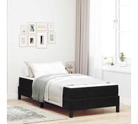 Teenpull Black Box Spring Bed with Mattress 100 x 200 cm Fabric Upholstered Bed Frame Wooden Structure Slatted Support for Bedroom Comfort, Rest and Daily Sleep
