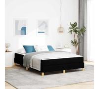 Teenpull Black Box Spring Bed with Mattress, Fabric upholstered Frame, 140 x 200 cm Mattress, slatted Base, Bedroom Furniture for Modern Home, Durable Support, Elegant Comfort for Two
