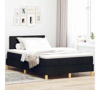 Teenpull Black Box Spring Bed with upholstered headboard, Manual 120 x 190 cm Fabric Frame, Medium Feel Mattress, Wood Base, Bedroom Support for 2 Adults, Indoor Use, Assembly Required