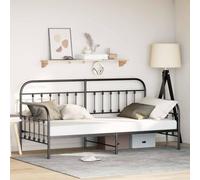 Teenpull Black Daybed Bed Frame Metal 90 x 200 cm, Powder Coated Steel, slatted Base, Modern Bedroom Seating and Sleep Solution for Guest Room, Compact Home Spaces, Durable Support