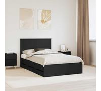 Teenpull Black Engineered Wood Bed Frame 120 x 190 cm with headboard, Base, slatted Platform, Storage Drawers, Mattress Support for Bedroom, Indoor Use, 200 kg Capacity, Easy Assembly