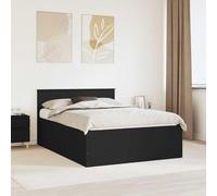 Teenpull Black Engineered Wood Bed Frame 160 x 200 cm with headboard, slatted Base, Mattress Support, Bedroom Platform Bed for Indoor Use, Stable Sleep and Clean Modern Style