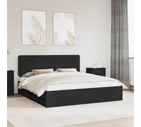 Teenpull Black Engineered Wood Bed Frame 180 x 200 cm with headboard, slatted Platform, Hidden Drawer Storage, Indoor Use, 200 kg Support for Bedroom, Rest, and Tidy Organization