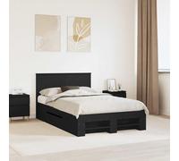 Teenpull Black Engineered Wood Bed Frame with headboard, 137 x 203 cm Size, Bedroom Support Base for Adult Guest Room, Easy-Clean Indoor Platform for restful Sleep