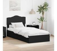 Teenpull Black Engineered Wood Bed Frame with Storage Drawer, slatted Base, headboard, 100 x 200 cm Single Large Size, Space Saving Platform for Bedroom, Guest Room, Modern Home Use