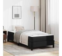 Teenpull Black Fabric Bed Frame with Mattress, Single 80 x 200 cm, Wooden Slat Base, 203 x 80 x 45 cm, Medium Firm Support for Bedroom, Guest Room, Adult Sleep Comfort
