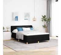 Teenpull Black Fabric Box Spring Bed with Mattress, King 160 x 200 cm, Adjustable headboard, Wooden Frame, slatted Base, 2 Person Bedroom Comfort and Support for Modern Home