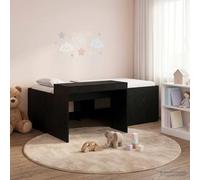 Teenpull Black Kids Loft Bed with Desk, 80 x 200 cm Engineered Wood Frame, slatted Base, Space-Saving Bedroom Solution for Study, Sleep, Indoor Use, One-Person 120 kg Support