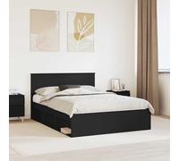 Teenpull Black King Bed Frame 160 x 200 cm Engineered Wood with Headboard and Slat Base, Durable Bedroom Platform for Adult Sleep Support, Easy Clean Modern Home Use